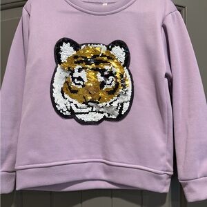 Kids Purple Tiger/ panda Sequin Sweatshirt